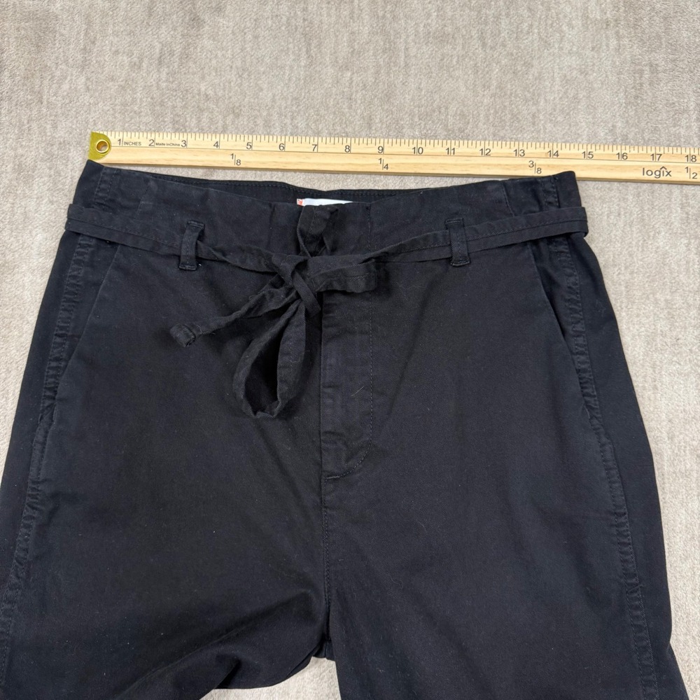 Sundry Black Tie Waist Tapered Trousers High Rise Cotton Blend Pants Size 26 - Picture 6 of 10